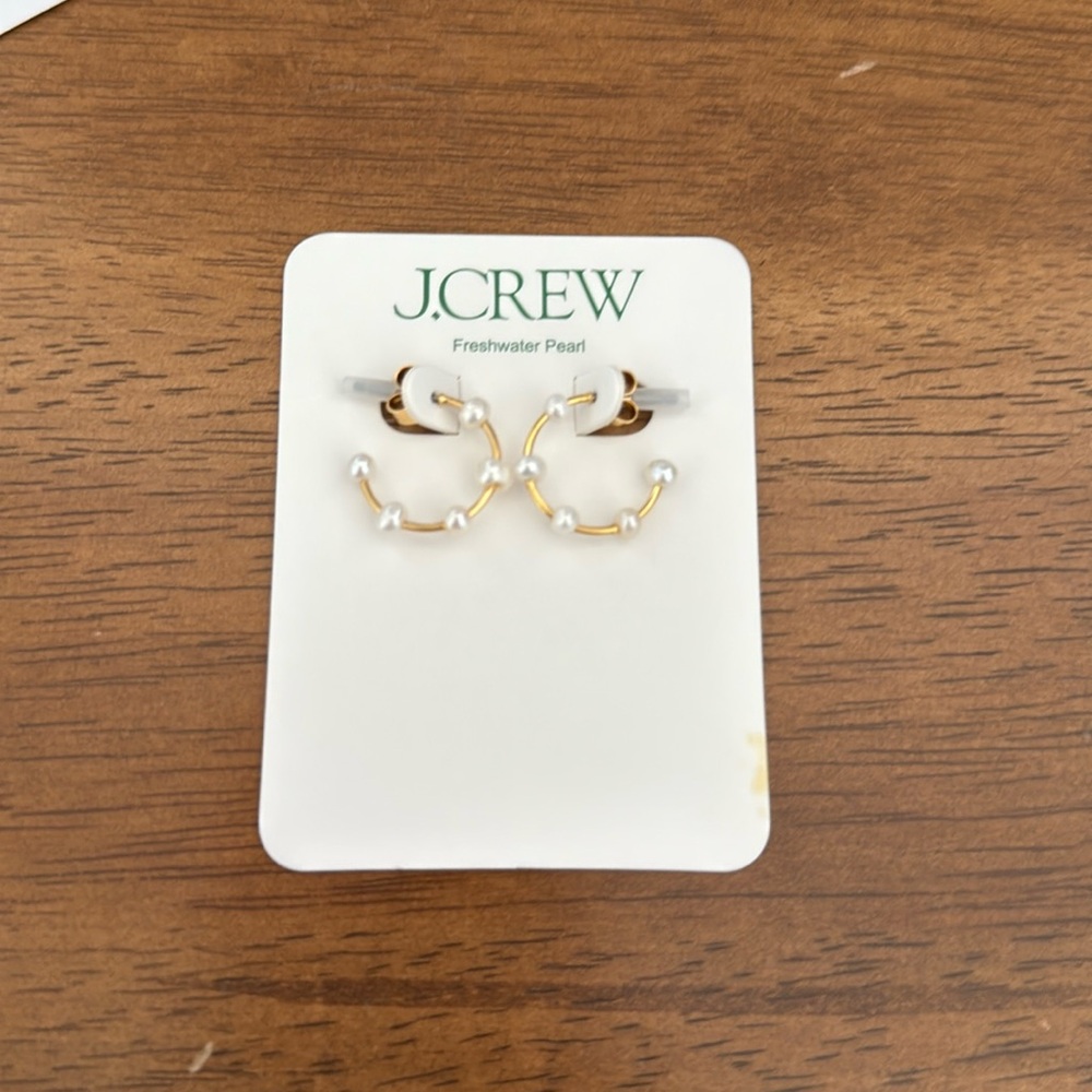 NWT J. Crew Bead Hoop Pearl Earrings